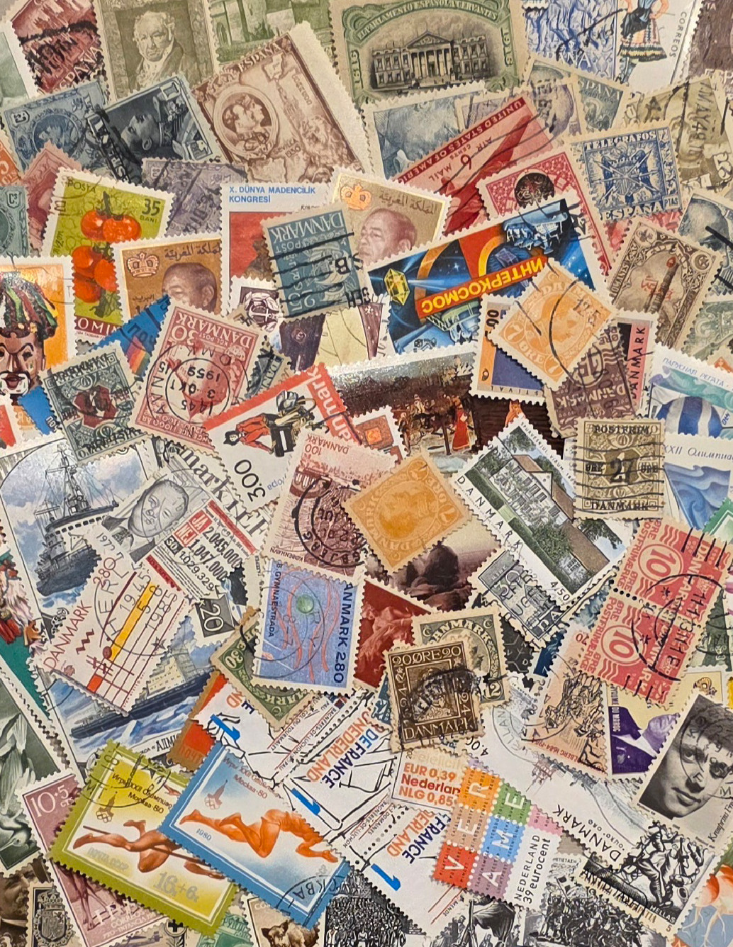 Worldwide Stamp Collection Lot (1000) - Mixed Vintage - Used Off Paper and MNH