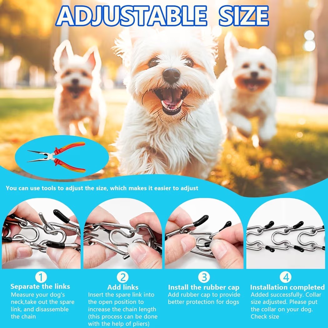 Stainless Steel Dog Collar, Tangle-Free 360° Swivel Collar with Quick-Release...