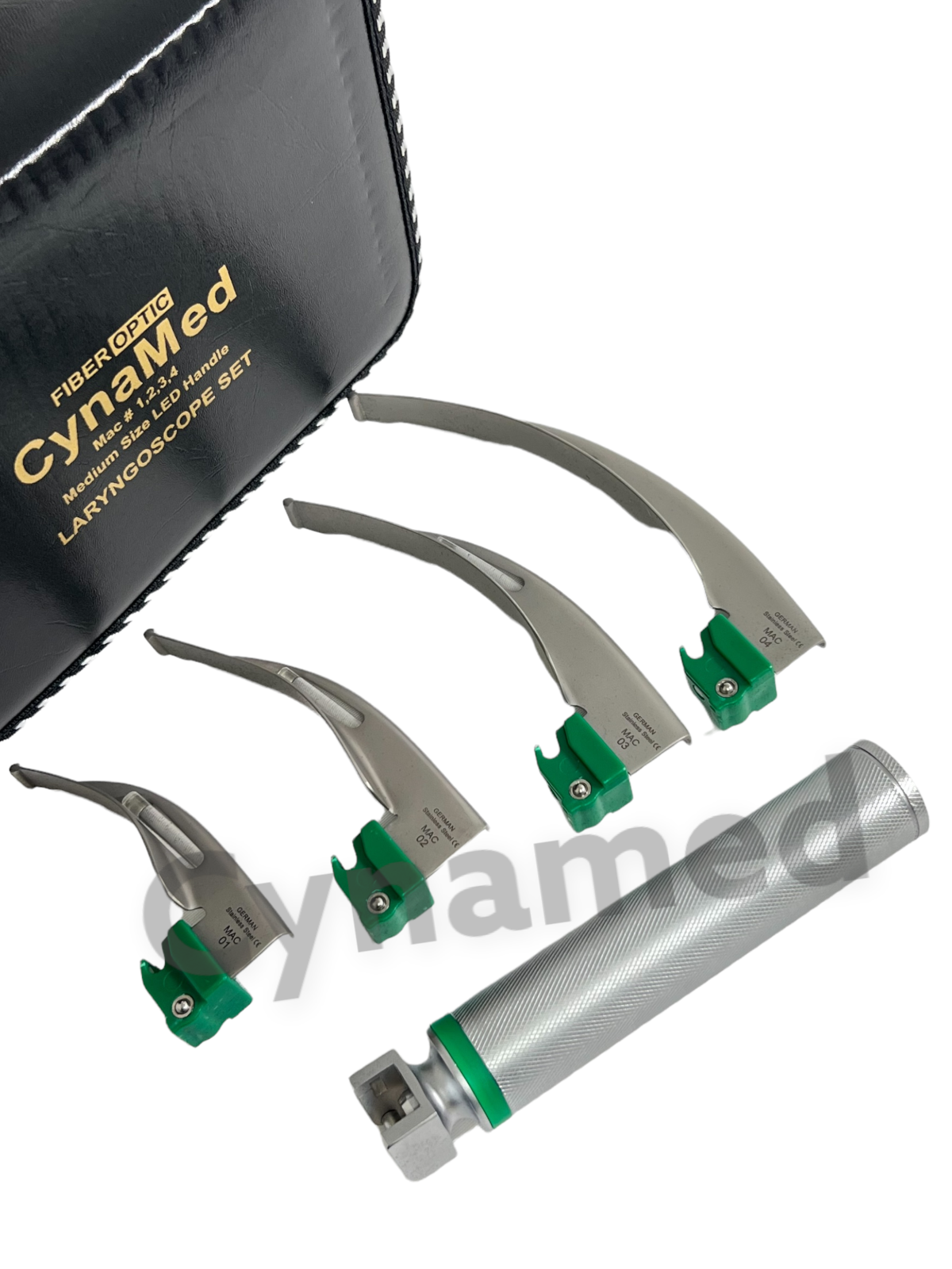 New Fiber Optic Mac Laryngoscope Set (LED Light) White Set of 5