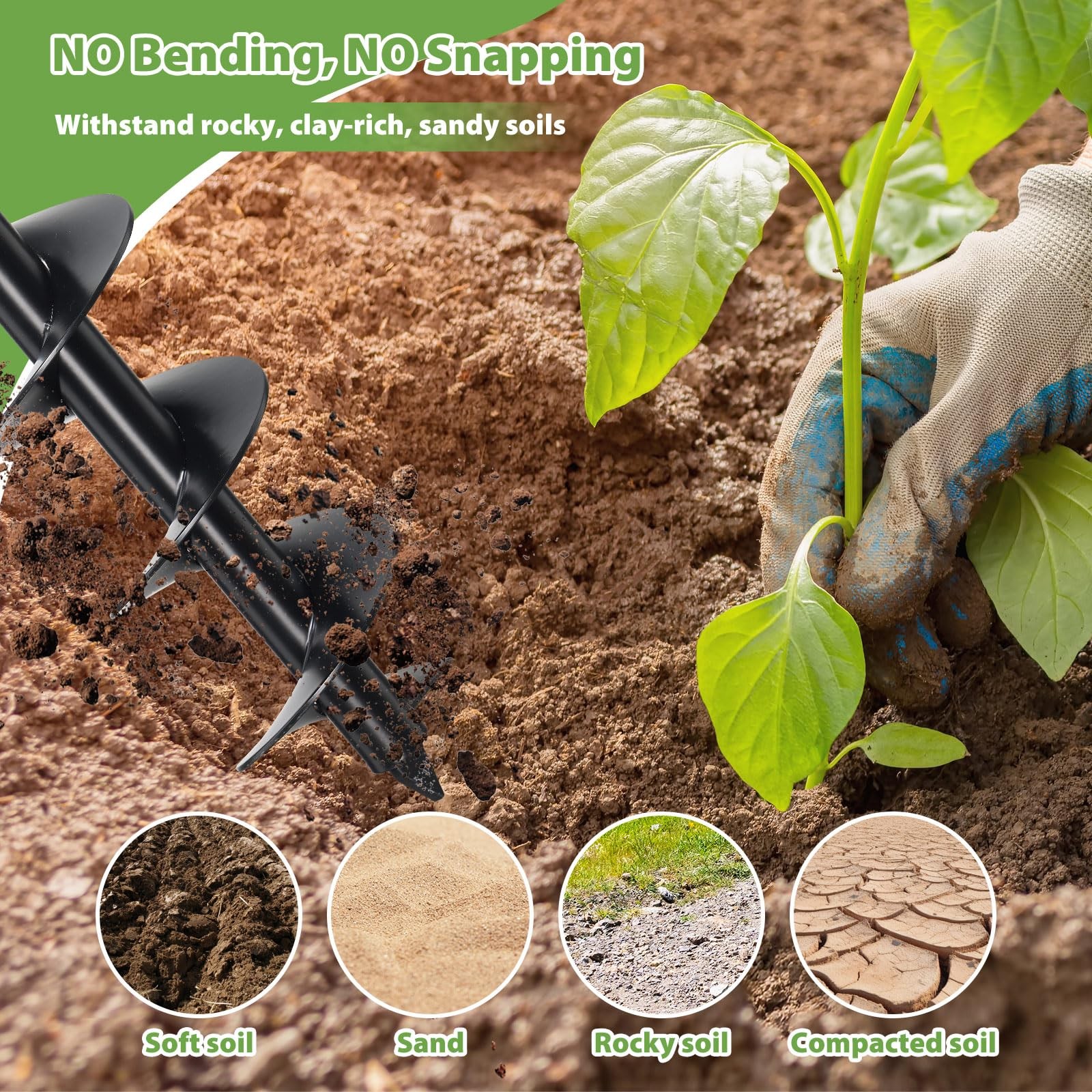 Manual Post Hole Digger Hand Auger Spiral Drill 38-Inch New