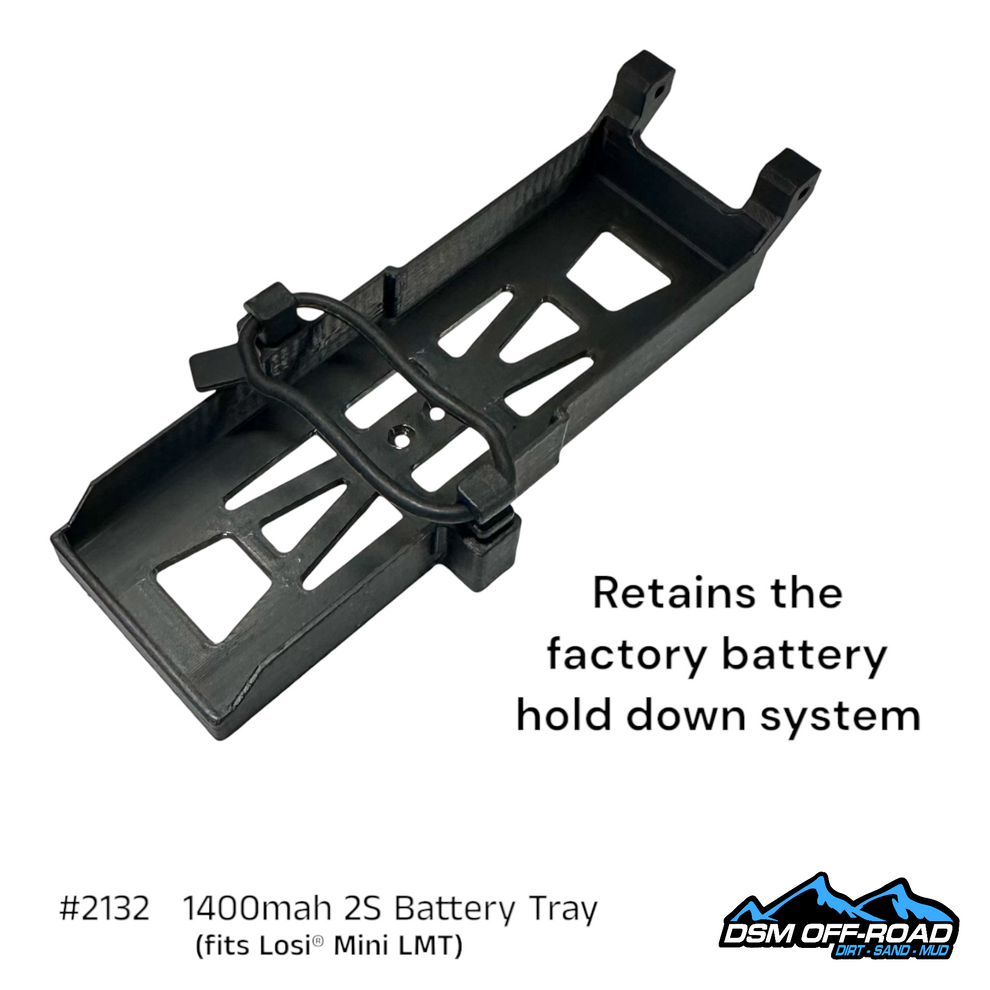 1400mah 2S Battery Tray (Fits Losi® Mini LMT) Works with stock 810mah 2s Lipo
