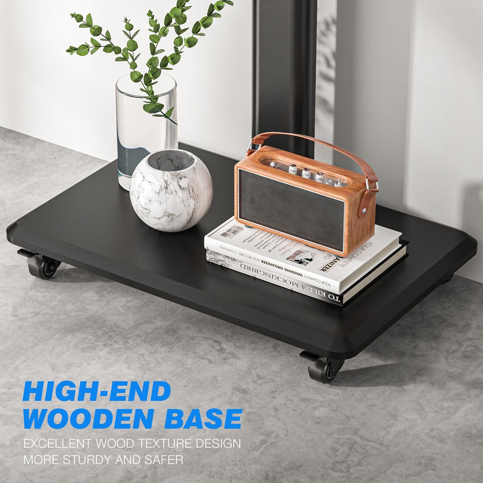 Rolling TV Stand for 32 to 70 Inch TVs,9 Levels of Height & ±30° Swivel Adjusta