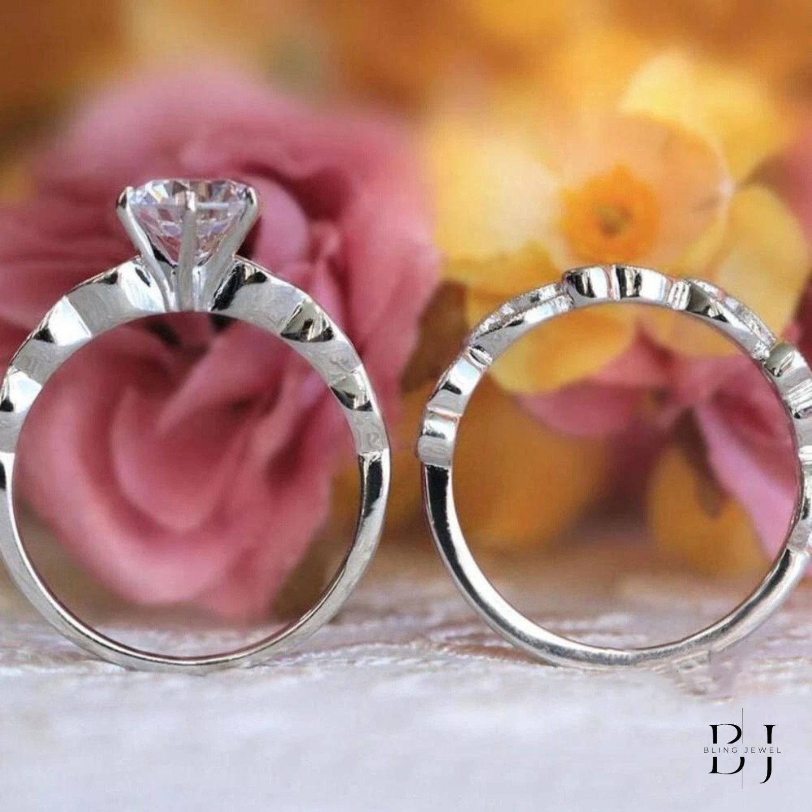 1.80 CT Round Cut VVS1 Moissanite Wedding Bridal Ring Set Solid 14K White Gold