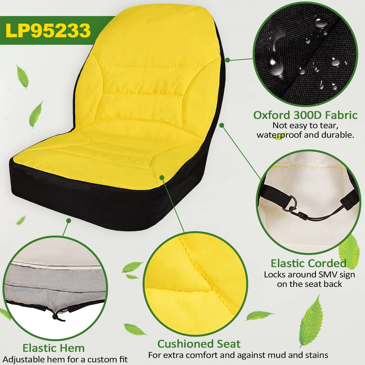 LP95233 Large 18" Compact Utility Tractor Seat Cover Compatible with John Deere
