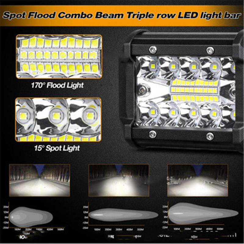 20inch LED Light Bar Spot Flood Combo +4" Pods Offroad For Jeep Truck SUV+Wiring
