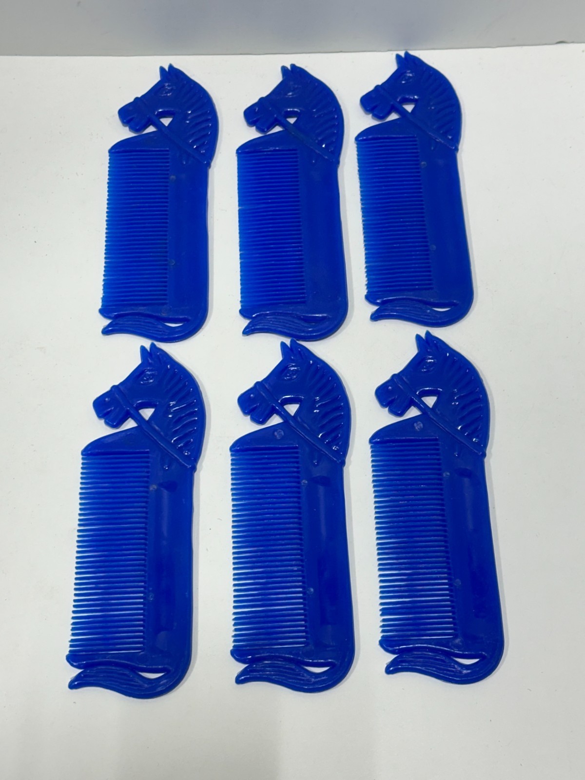 6 Horse and pony mane plastic blue Comb Set Mane And Tail Equine horse head grip