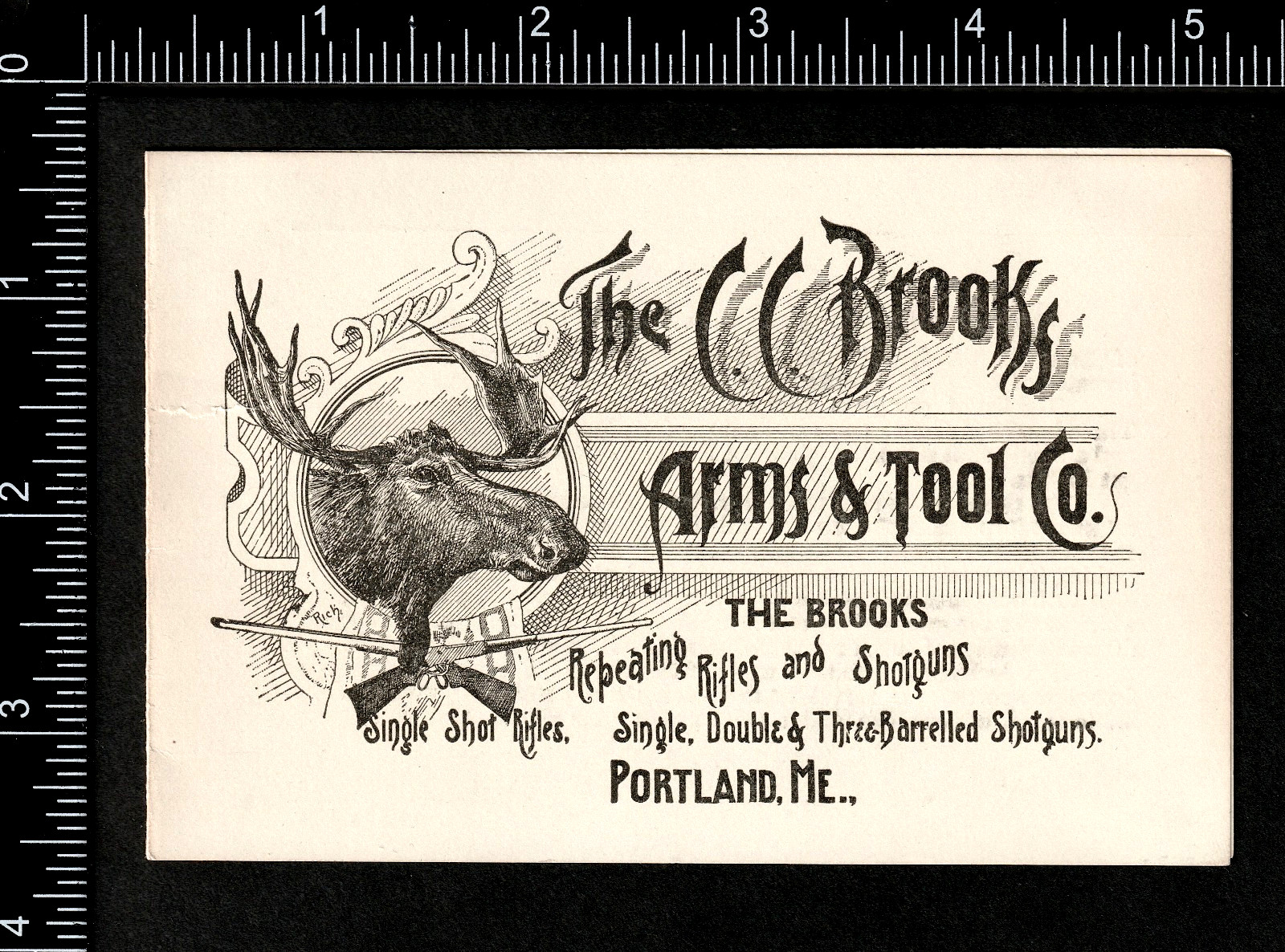 Brooks 3-Barrelled Shotgun 1892 Arms & Tool Rifle Folder Advertising Trade Card