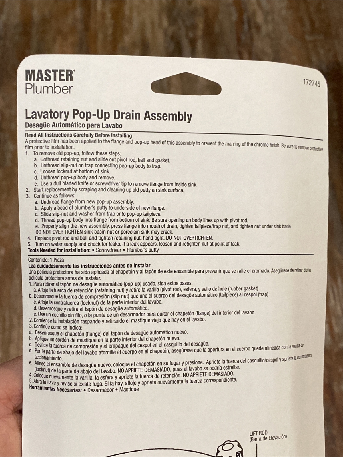 Vanity Bathroom Sink Pop Up Stopper Drain Assembly Kit Chrome/Plastic 1.25” Diam