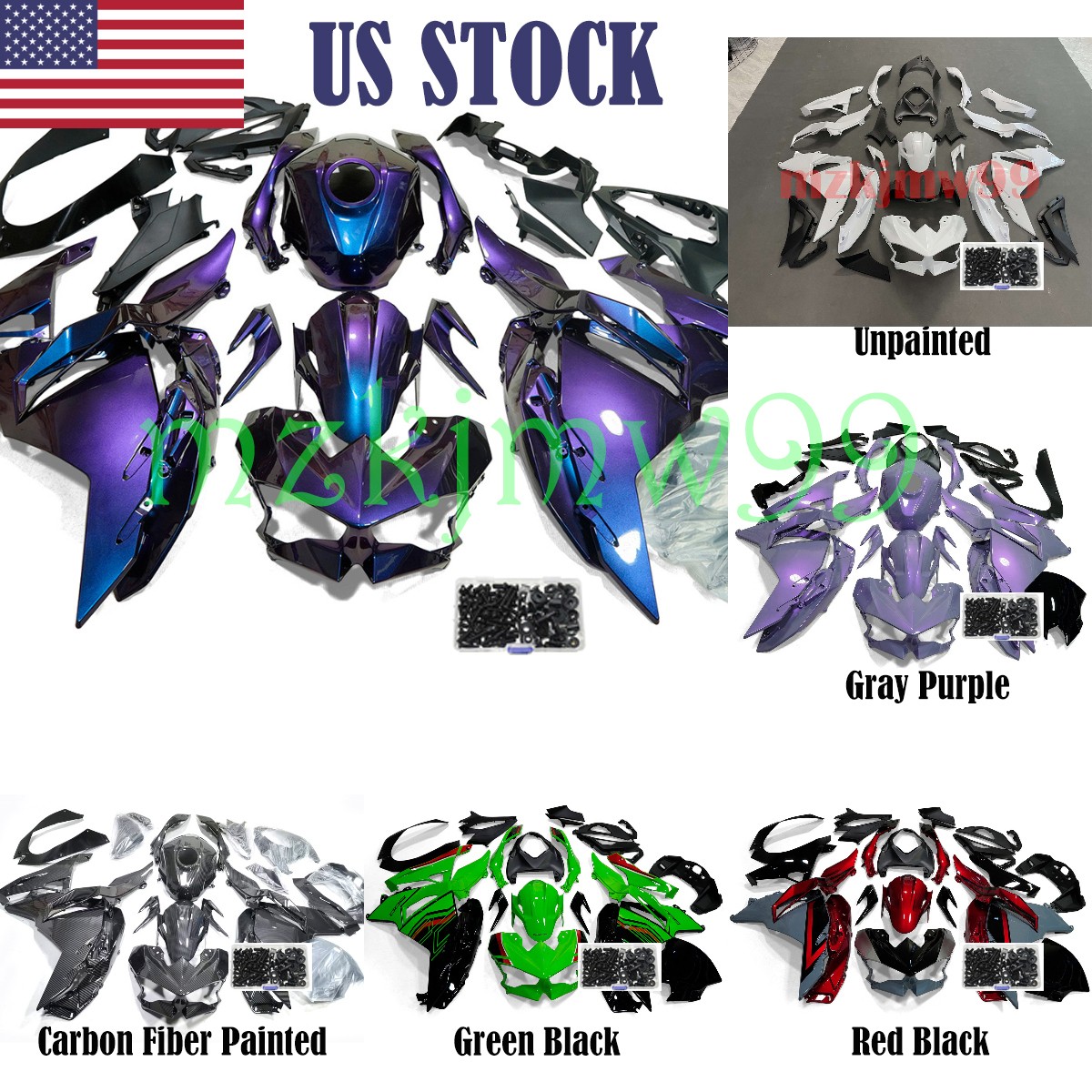 US Fairing Kit Bodywork + Bolts For Kawasaki Ninja 500 2024-2026 ABS Injection