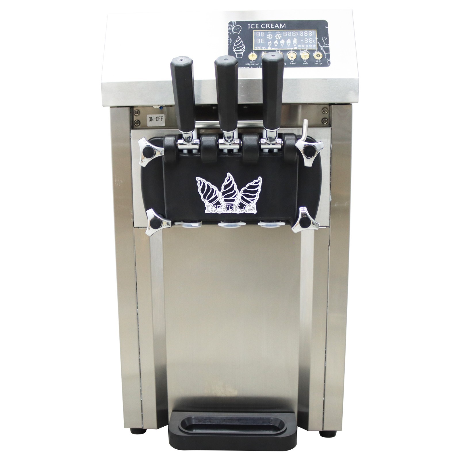 Ice Cream Machine 110V Commercial Soft Serve Ice Cream Maker 3.6L 2-Tank