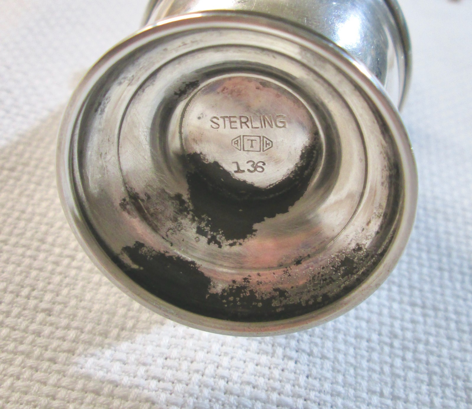 Antique Sterling RTH 136 Pedestal Salt and Pepper Shakers, Art Deco,30s,monogram