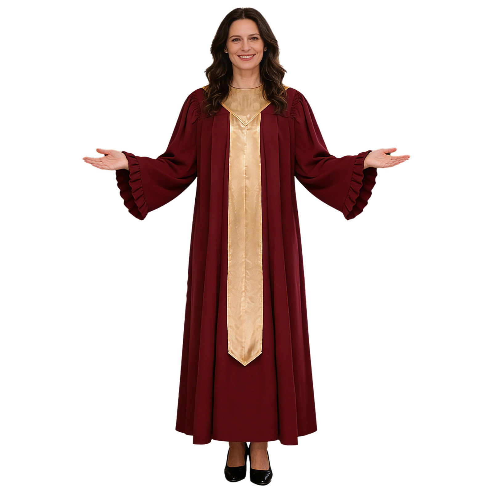 Womens Costume Clergy Long Robe Pastor Event Sash Church Holiday Dance Stage