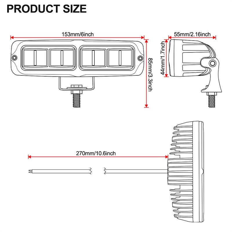 2X 6inch Yellow Amber LED Driving Work Lights Bar Spot Pods Fog Lamp Offroad SUV