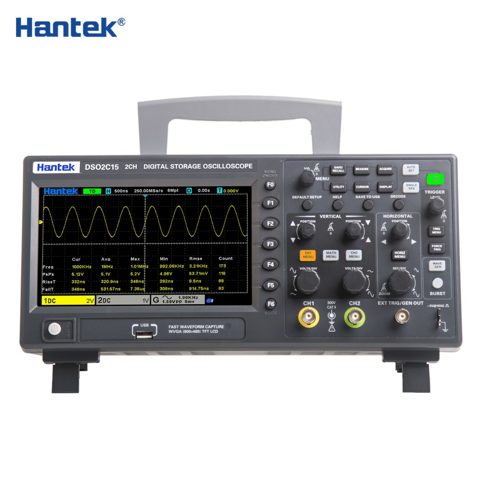 Hantek Digital DSO2000 Series Oscilloscope 2CH+1CH 1GSa/s 100/150MHz 25MHz AWG
