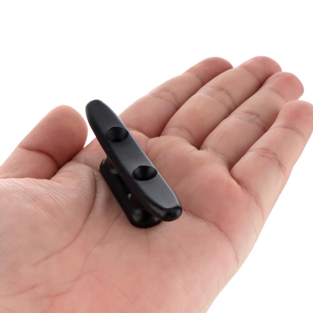 4 Pack 3" Nylon Boat Cleat Dock with Stainless Steel Screws, Black 3 inches