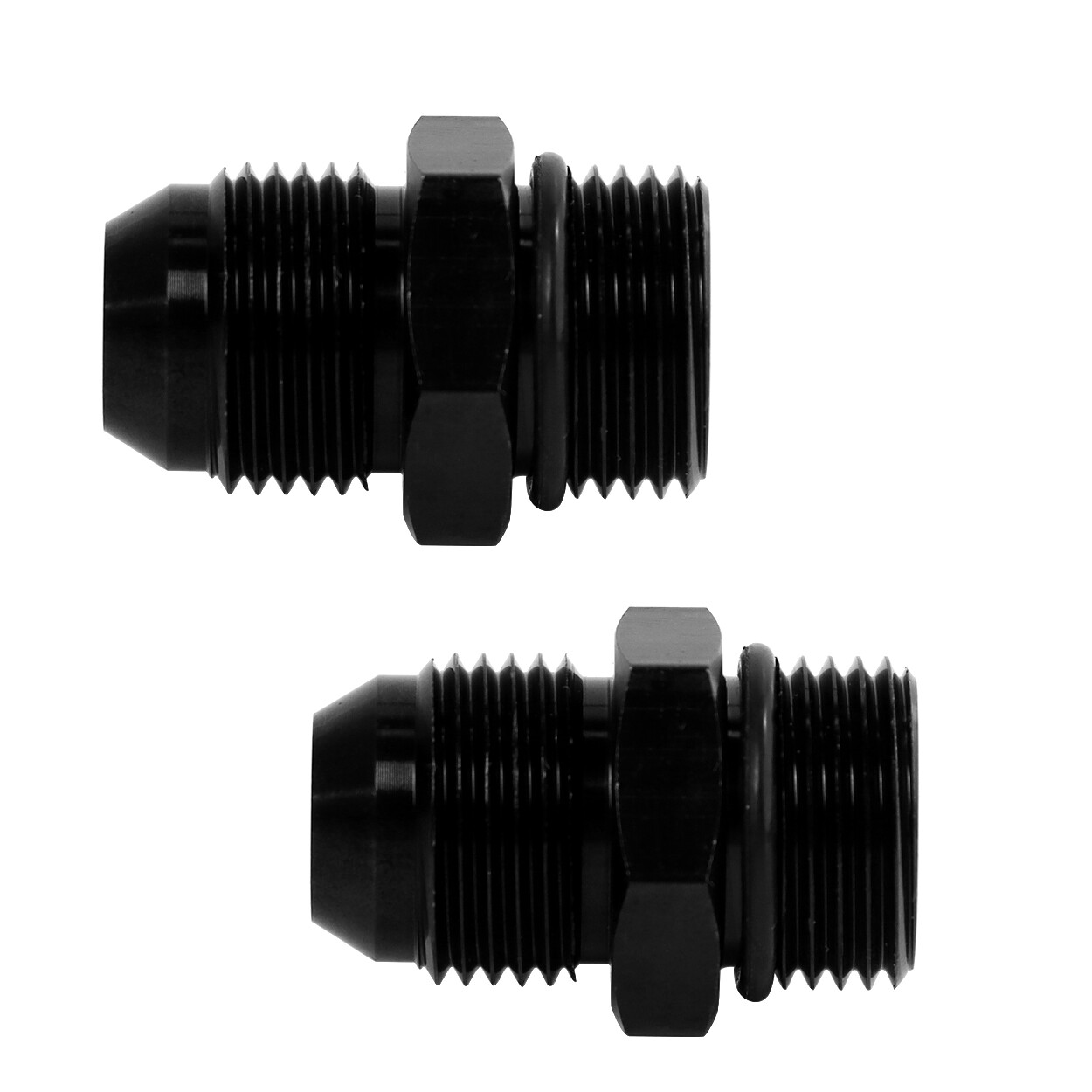 LokoCar Male Adapter Fitting AN8 8AN to AN8 8AN ORB O-ring Black Pack of 2