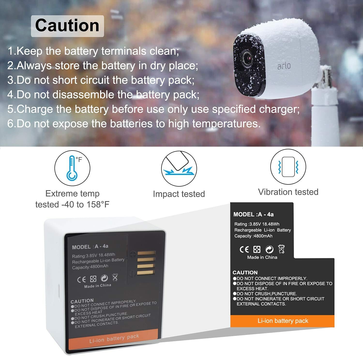 2 Battery for Arlo Pro 3/Pro 4/Ultra/Ultra 2 Camera VMC4040 VMC4040P VMC5040 NEW