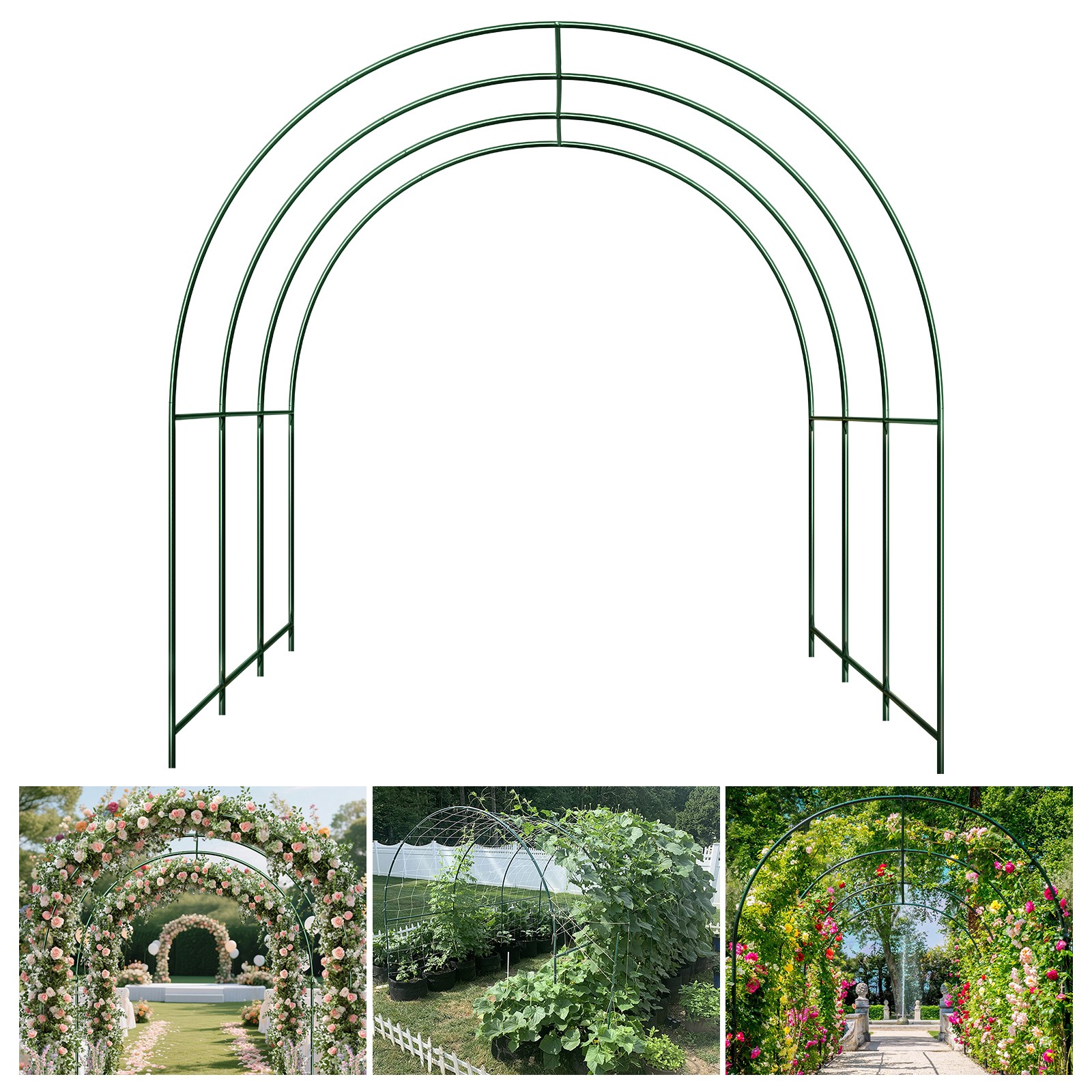Large Size Steel Garden Arch Rose Arbor Climbing Plant Grape Support Frame Yard