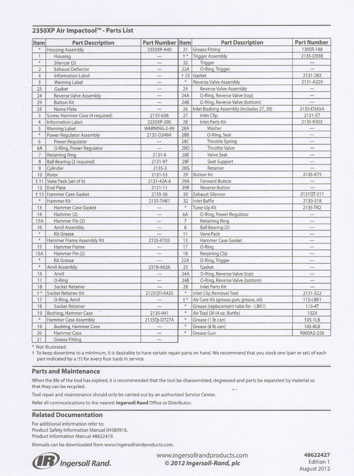 IR 2135 K303 AIR INLET KIT 2350XP,2235,2135,2131,2130,2115,2112,2125