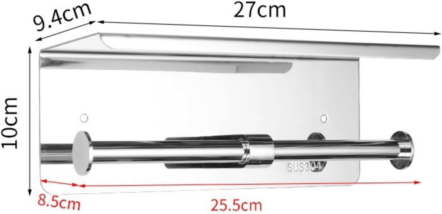 Wall Mounted Toilet Paper Holder with Phone Shelf Bathroom Double Roll Holder US