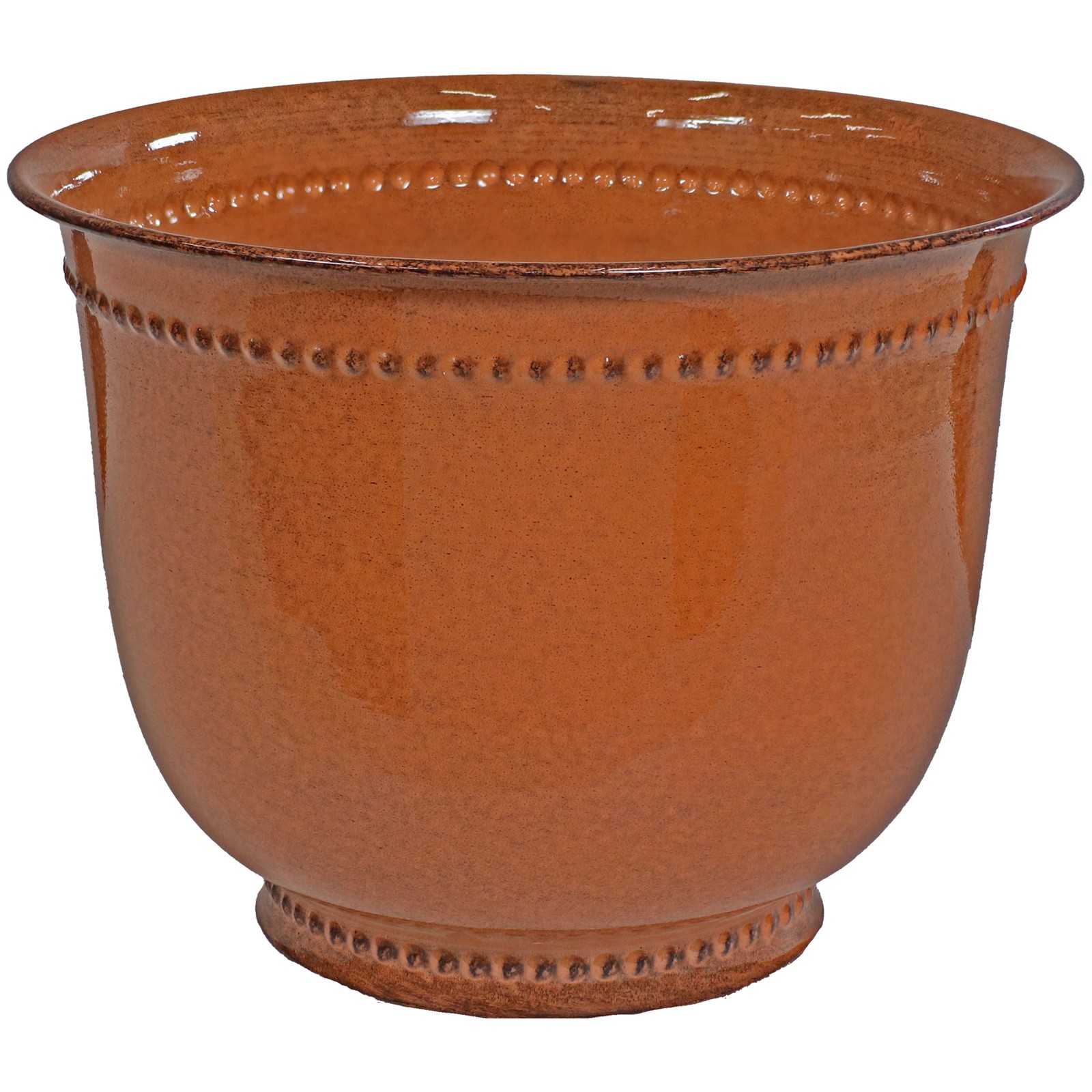 Michael Metal Planter - 14.5 in - Chestnut Glaze- Set of 4 by Sunnydaze