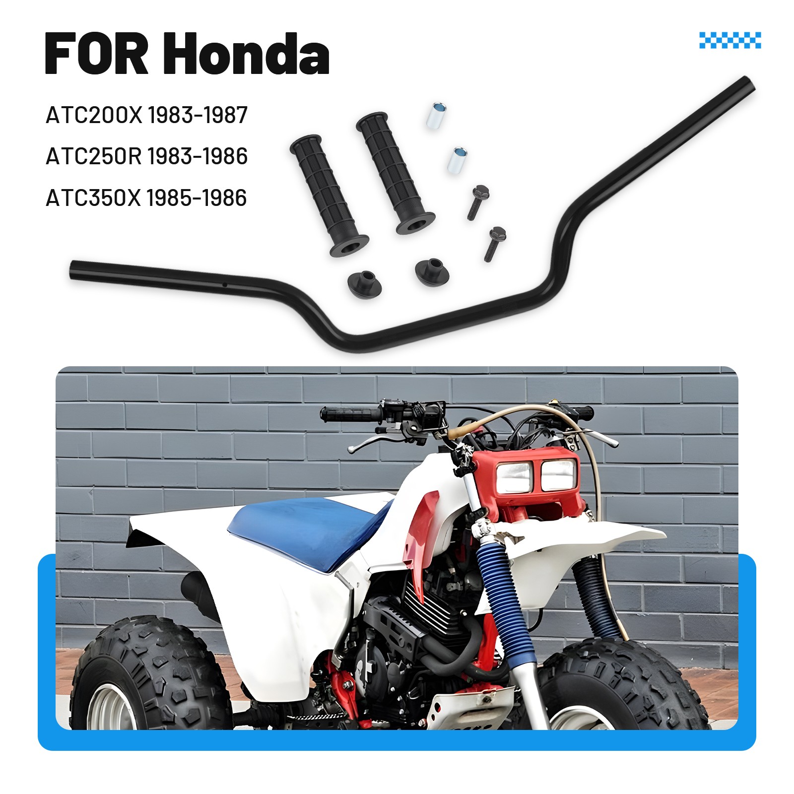 Heavy Duty Handlebar w/ Grips For Honda ATC200X ATC 250R 350X 200X 53100-HA2-770