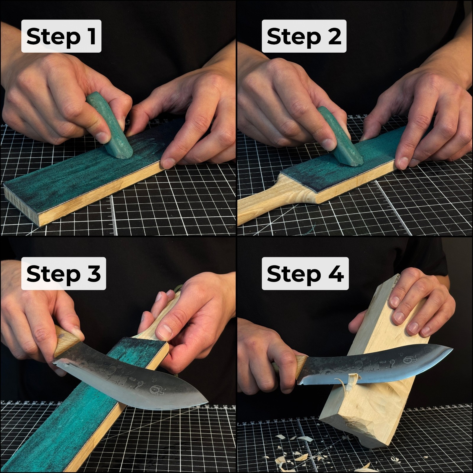 Double Sided Leather Sharpening Strop Knife Tool Honing Paddle Polishing Paste