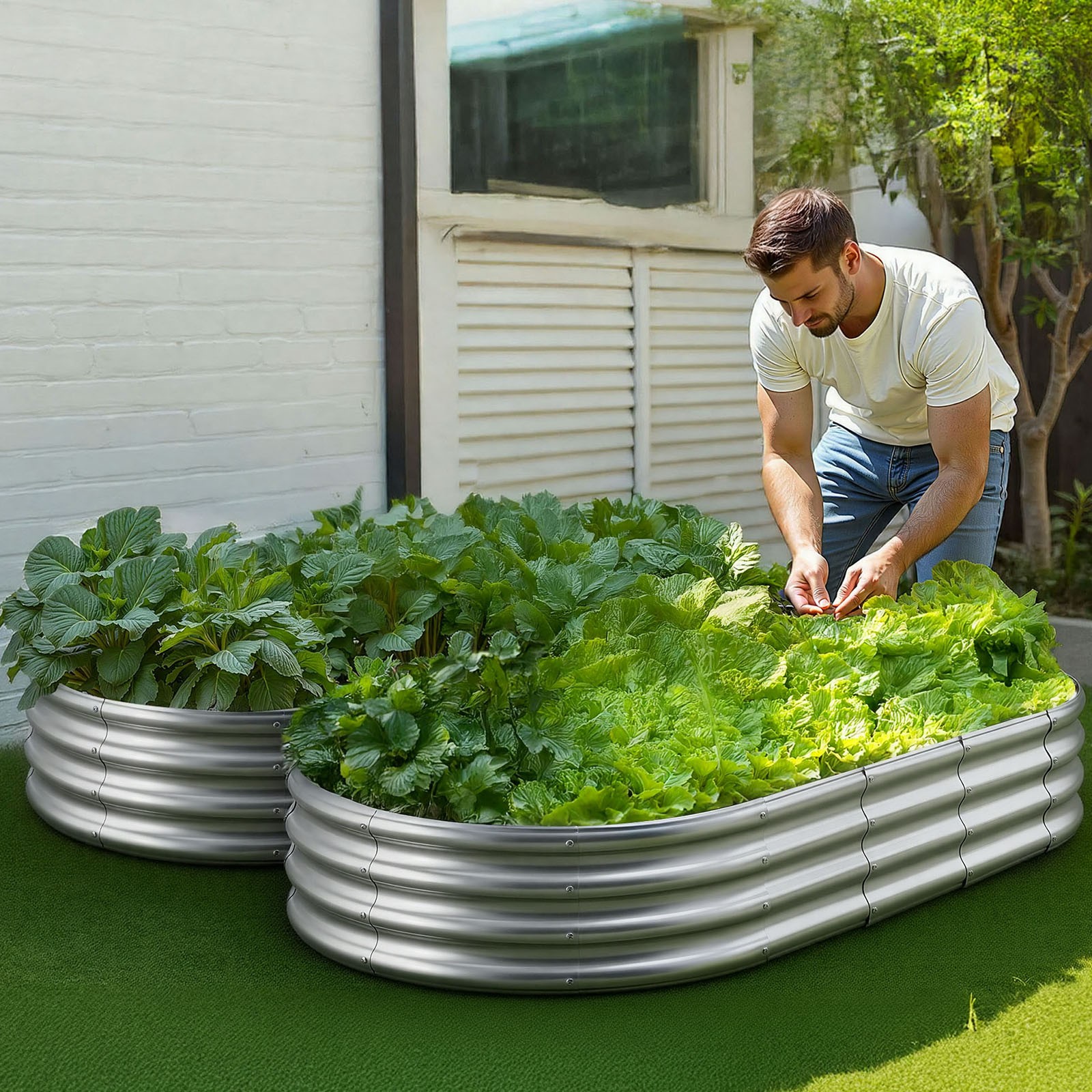 VEVOR Metal Raised Garden Bed Galvanized Planter Box 6x3x1 ft Galvanized Color