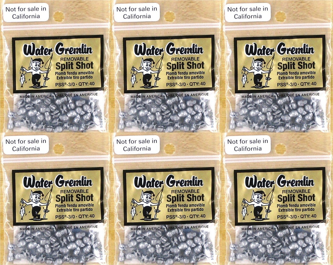 (6) Packs Water Gremlin New Removable Split Shot Sinkers Size- PSS-3/0 New