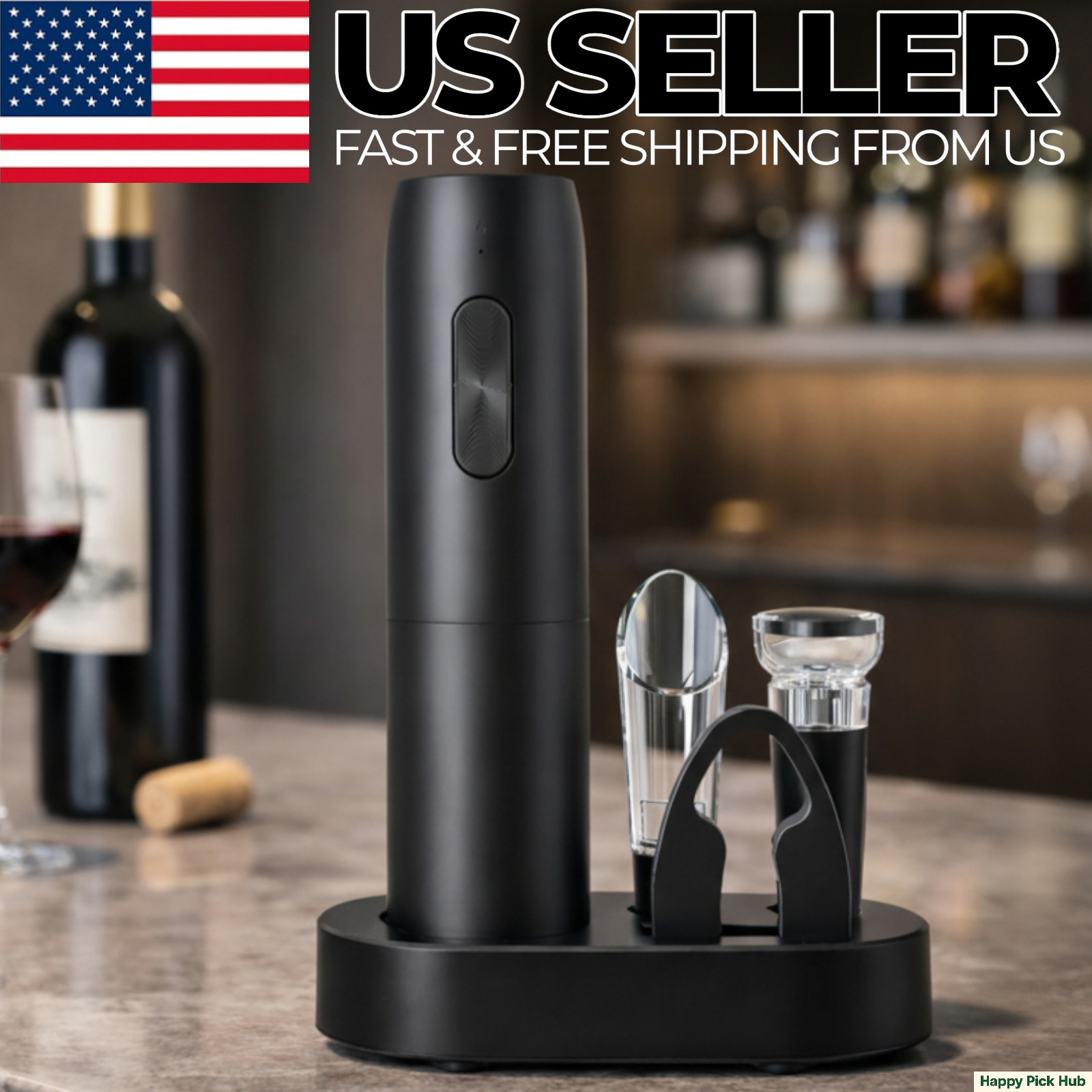Electric Wine Bottle Opener Set Rechargeable Automatic w/ Charging Base Gift