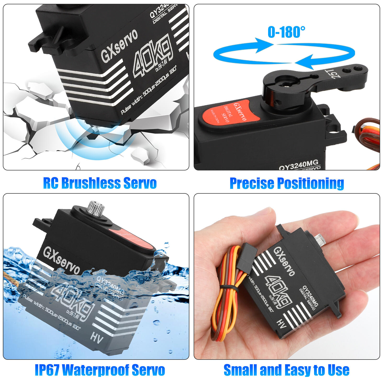 40KG Metal Gear Waterproof Digital Servo High Torque & Speed for 1/8 1/10 RC Car