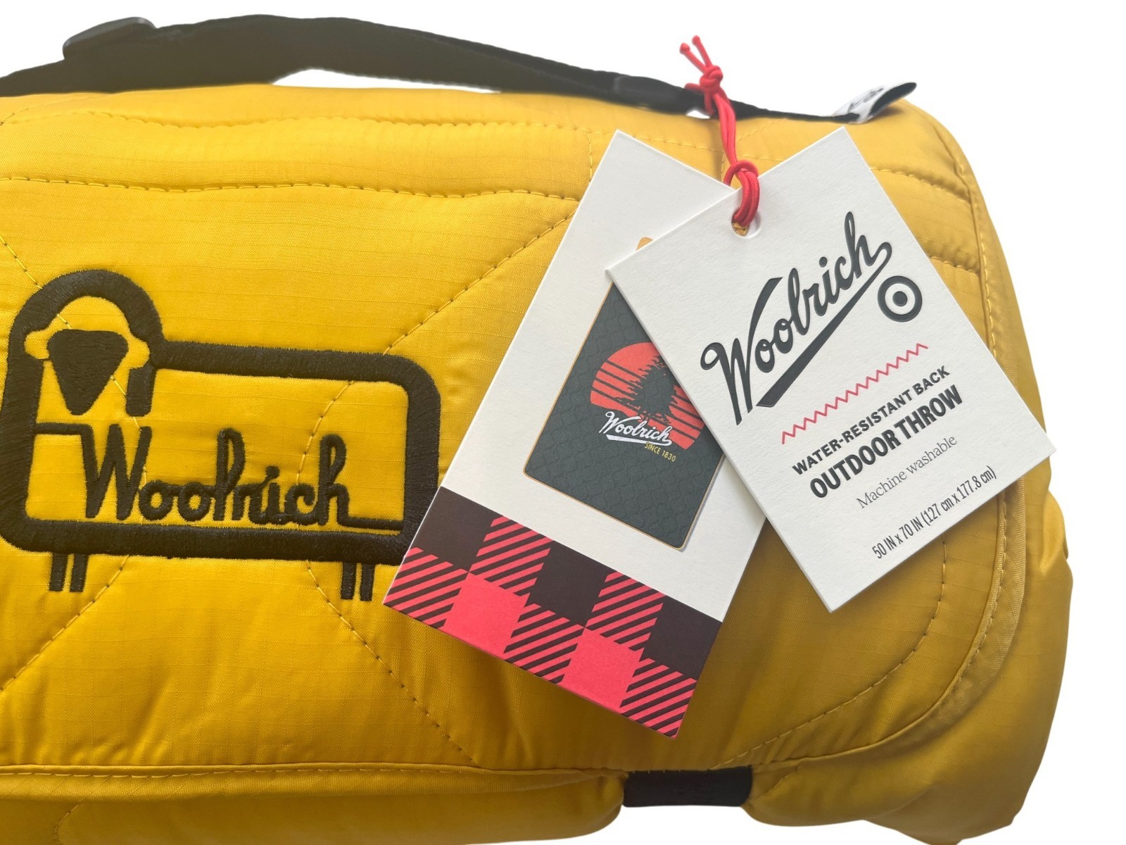 Woolrich x Target 70" x 50" Yellow/Dark Green Outdoor Throw Blanket