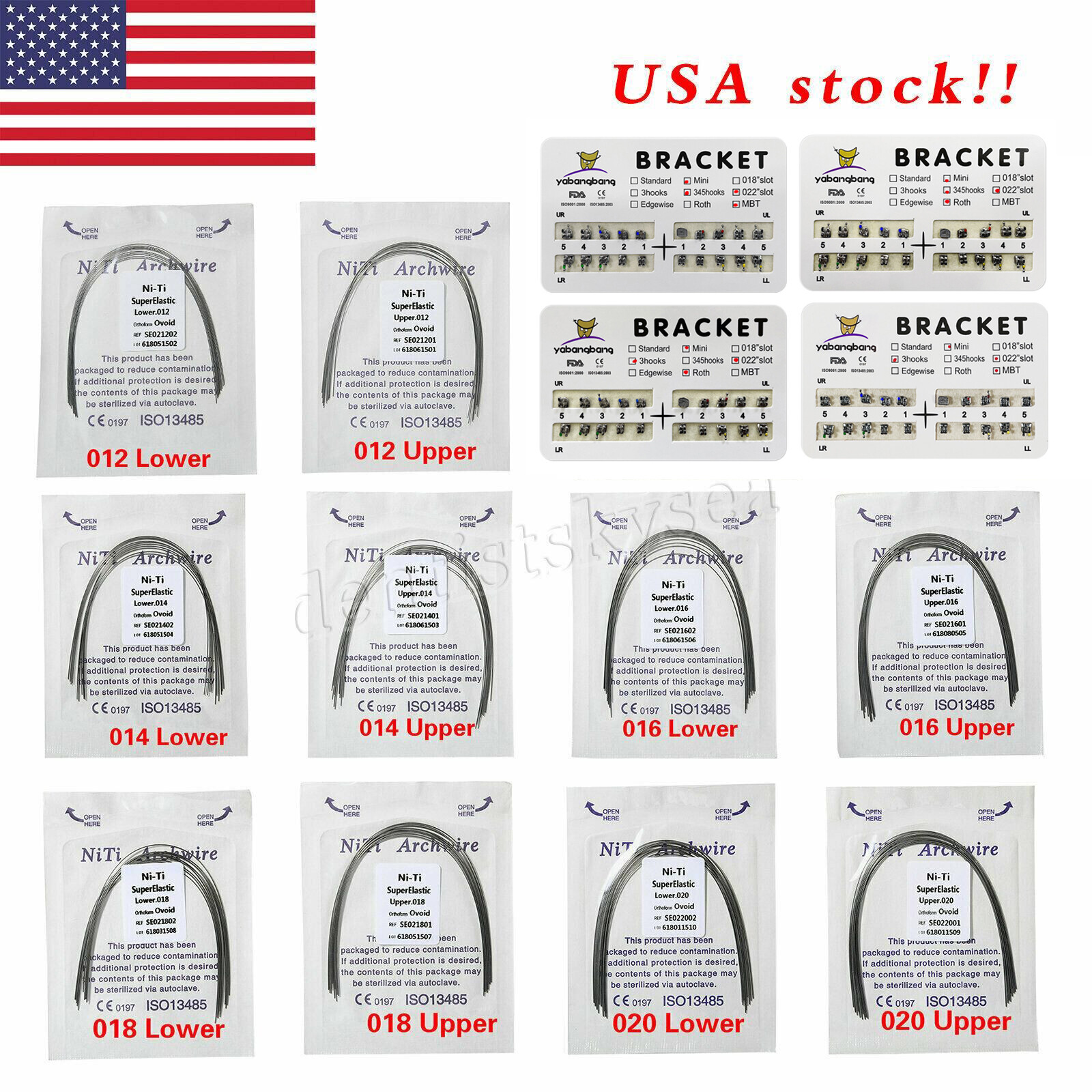10Packs Ortho Dental Arch Wire Niti Round U/L / Brackets Braces MBT/Roth