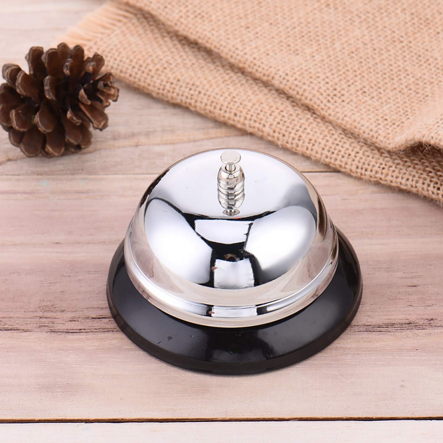 Silver Call Bell 3.3" Desk Service Bell Metal Ringing Counter Bell for Hotel Sch