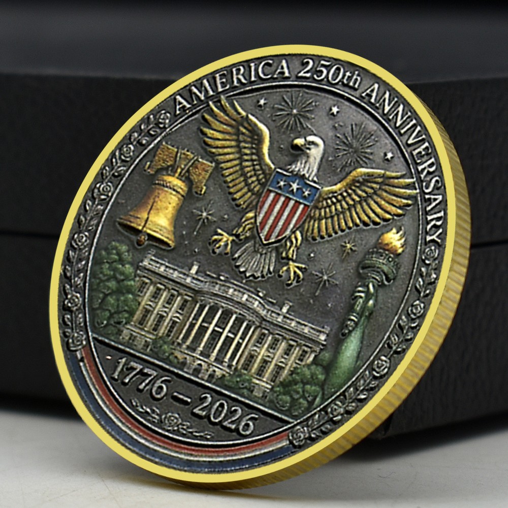 1776-2026 America 250th Anniversary Coin | Gold-Tone Patriotic Collectible Medal