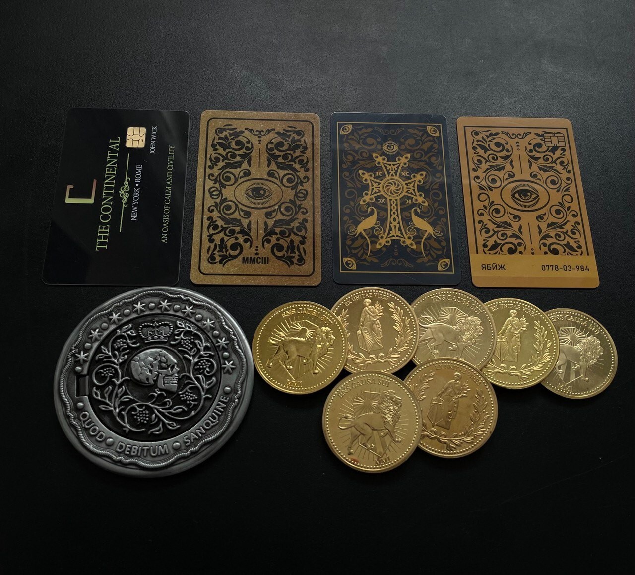 Continental Gold coin card set John wick coin Blood oath marker prop Tarasov