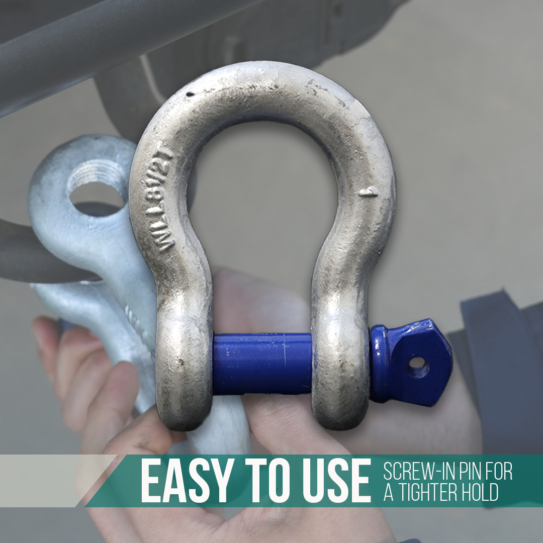 1" Shackle Screw Pin Clevis Rigging Forged - 8.50 Ton, Rust/Corrosion Resistant