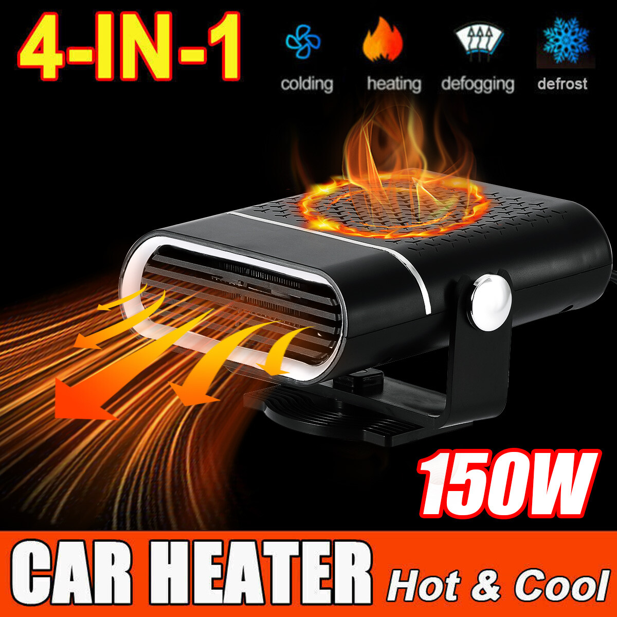 12V 150W Portable Electric Car Heater Heating Fan Defogger Defroster Demister