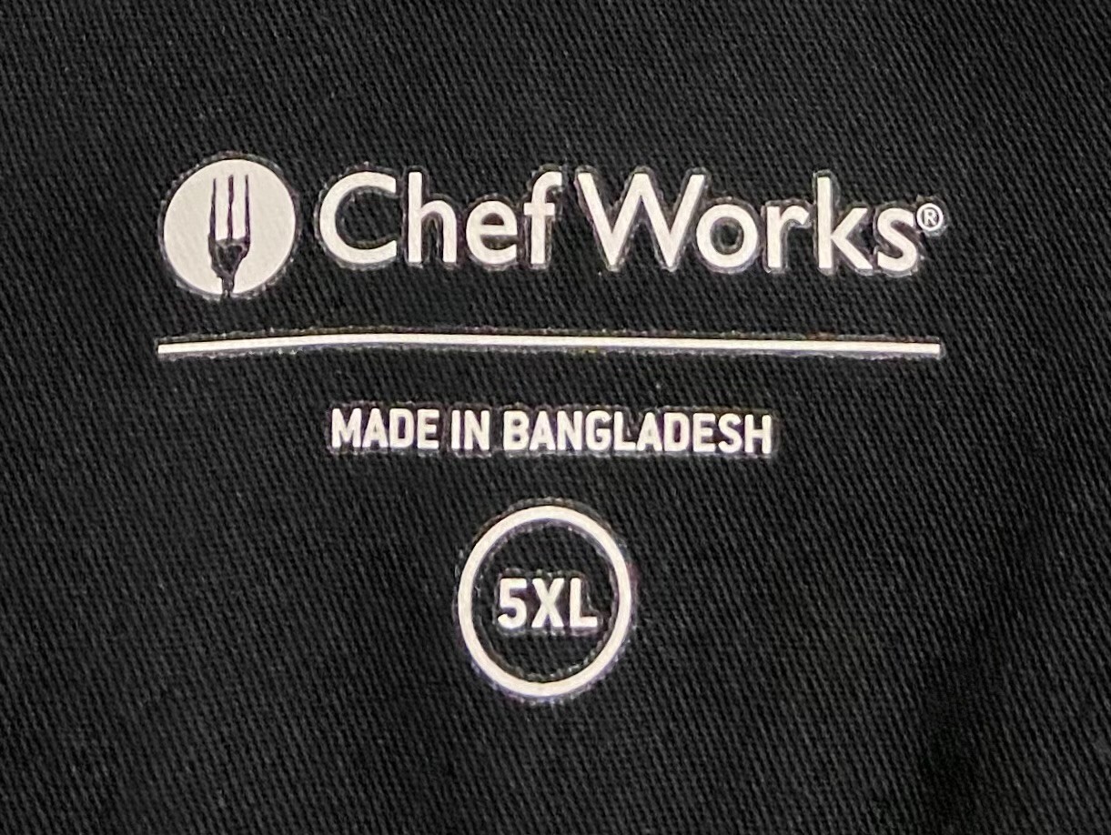 Men's Size 5XL Chef Coat Chef Works Zip Front Cool Vent Side Panels Black EUC