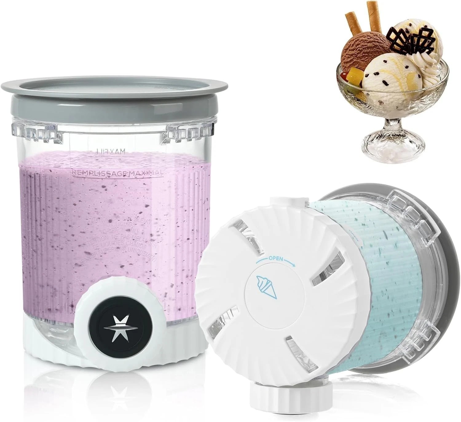 2 Pack Pint Containers Replacement for Ninja Swirl Ice Cream & Soft Serve Makers