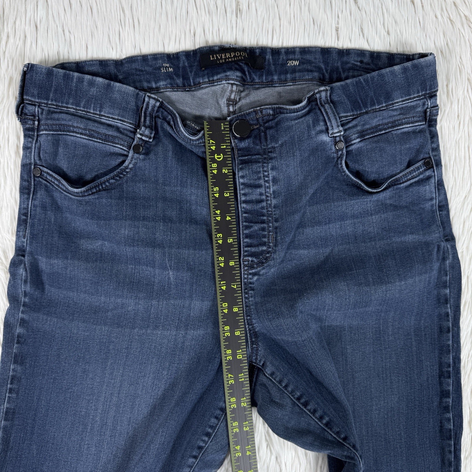 Liverpool Blue Dark Wash High Waisted The Slim Straight Denim Jeans Women's 20W