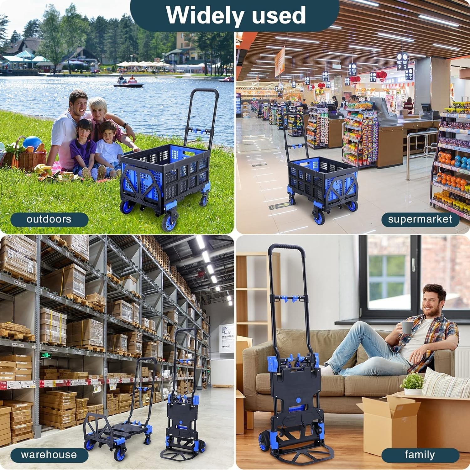 multi-functional Folding Hand Truck, Utility Dolly Platform Cart with a frame