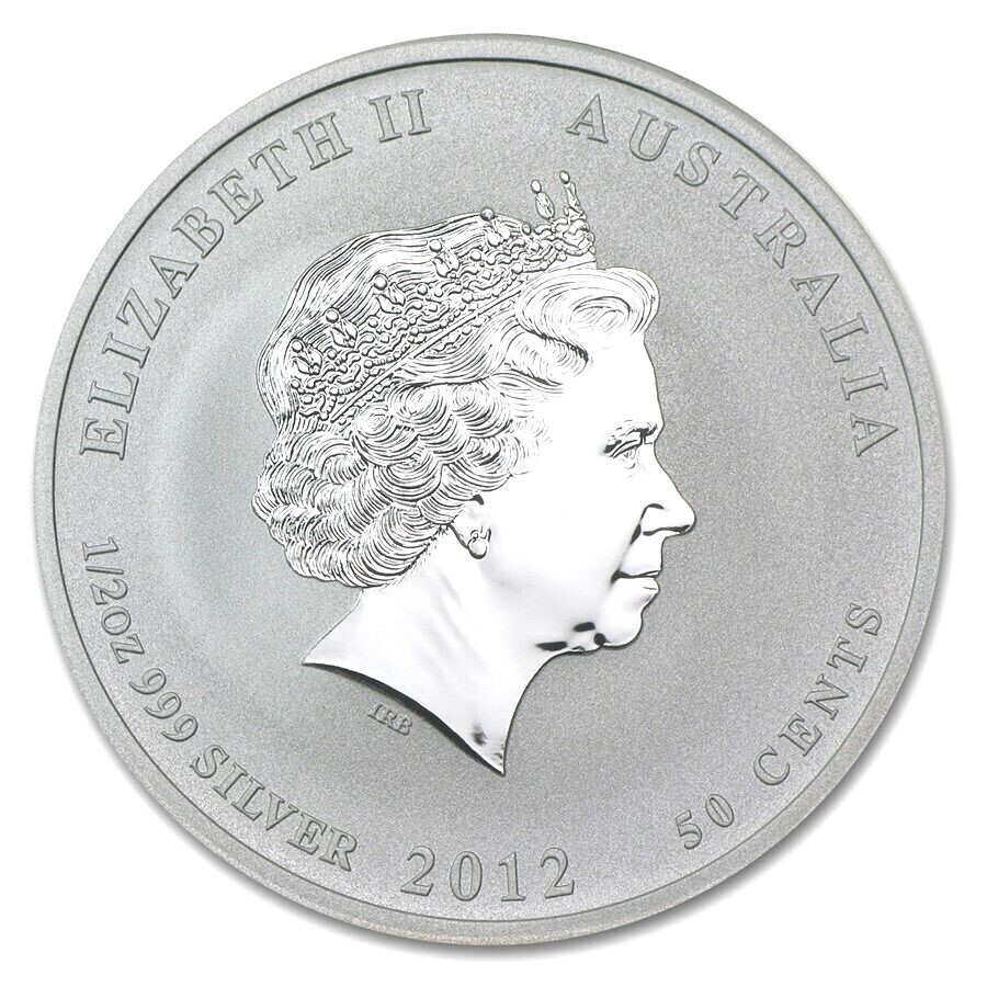 2012 1/2 oz Silver Australia Lunar Year of the Dragon~ w/ Perth Mint Capsule