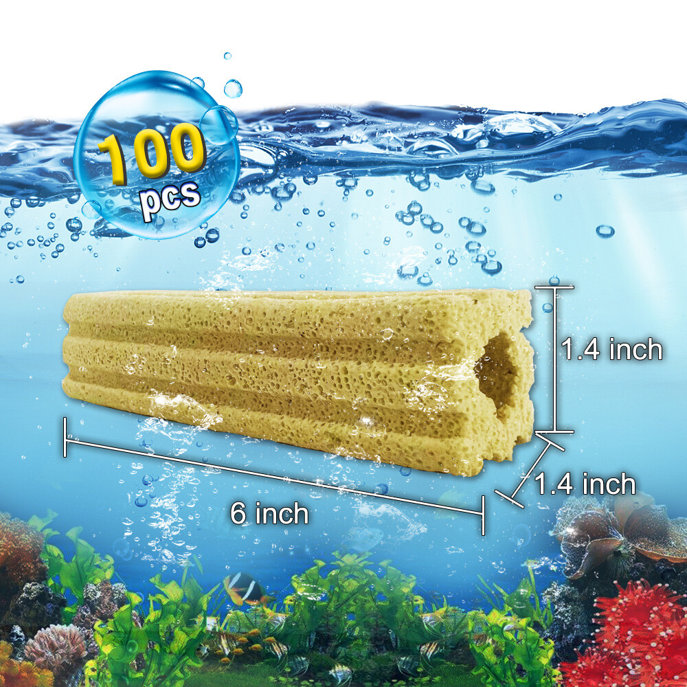 6-inch Long Large Aquarium Fish Tank Filter Media 100pcs Bio Ceramic Bars