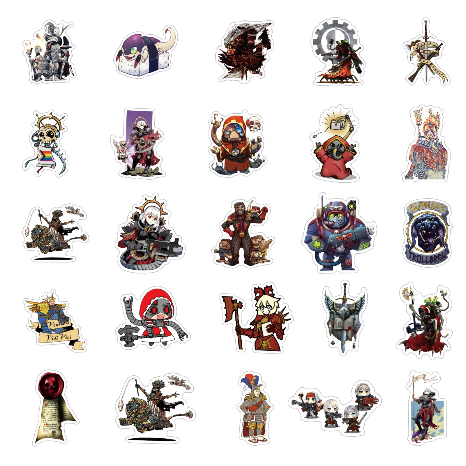 Warhammer 40K Inspired Scrapbook/Skateboard Vinyl Sticker Set Of 50 Pieces