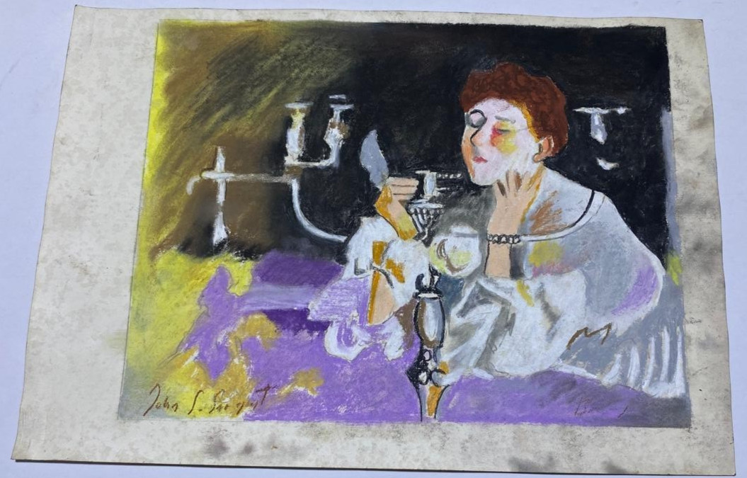 JOHN SINGER SARGENT Drawing on paper (Handmade) signed and stamped mixed media.