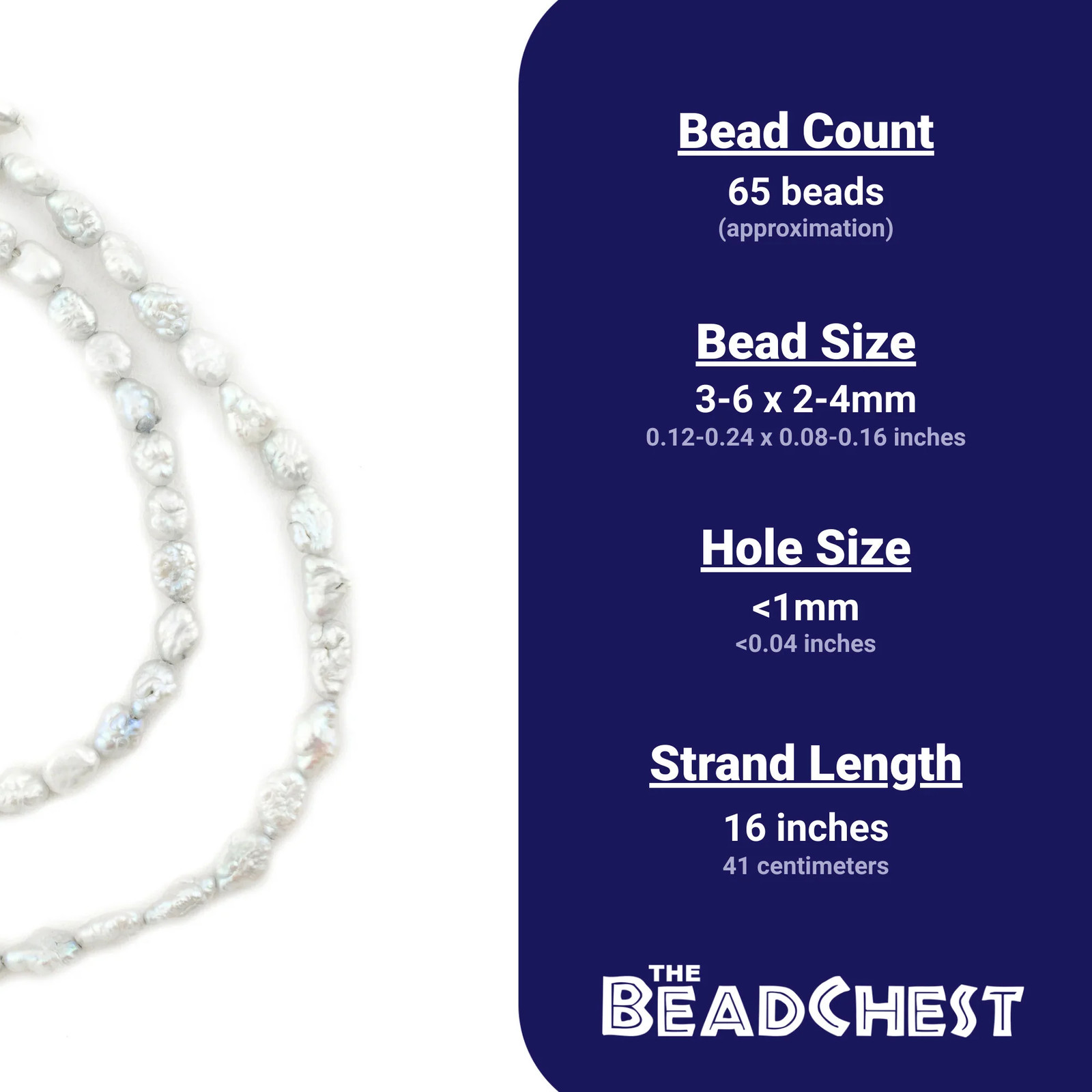 Faded Blue Vintage Japanese Rice Pearl Beads 4mm Oval 16 Inch Strand