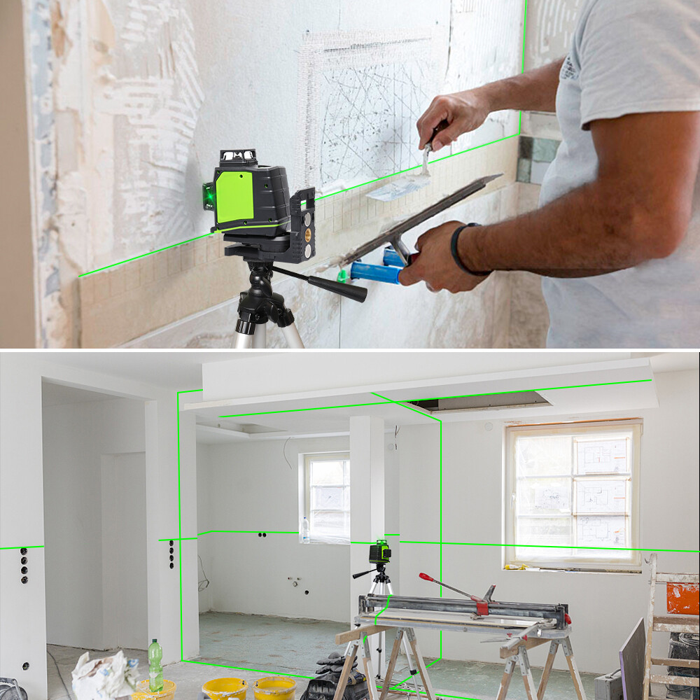 Multifunction 3D Laser level Green Beam + Laser Receiver+High support bar Kit