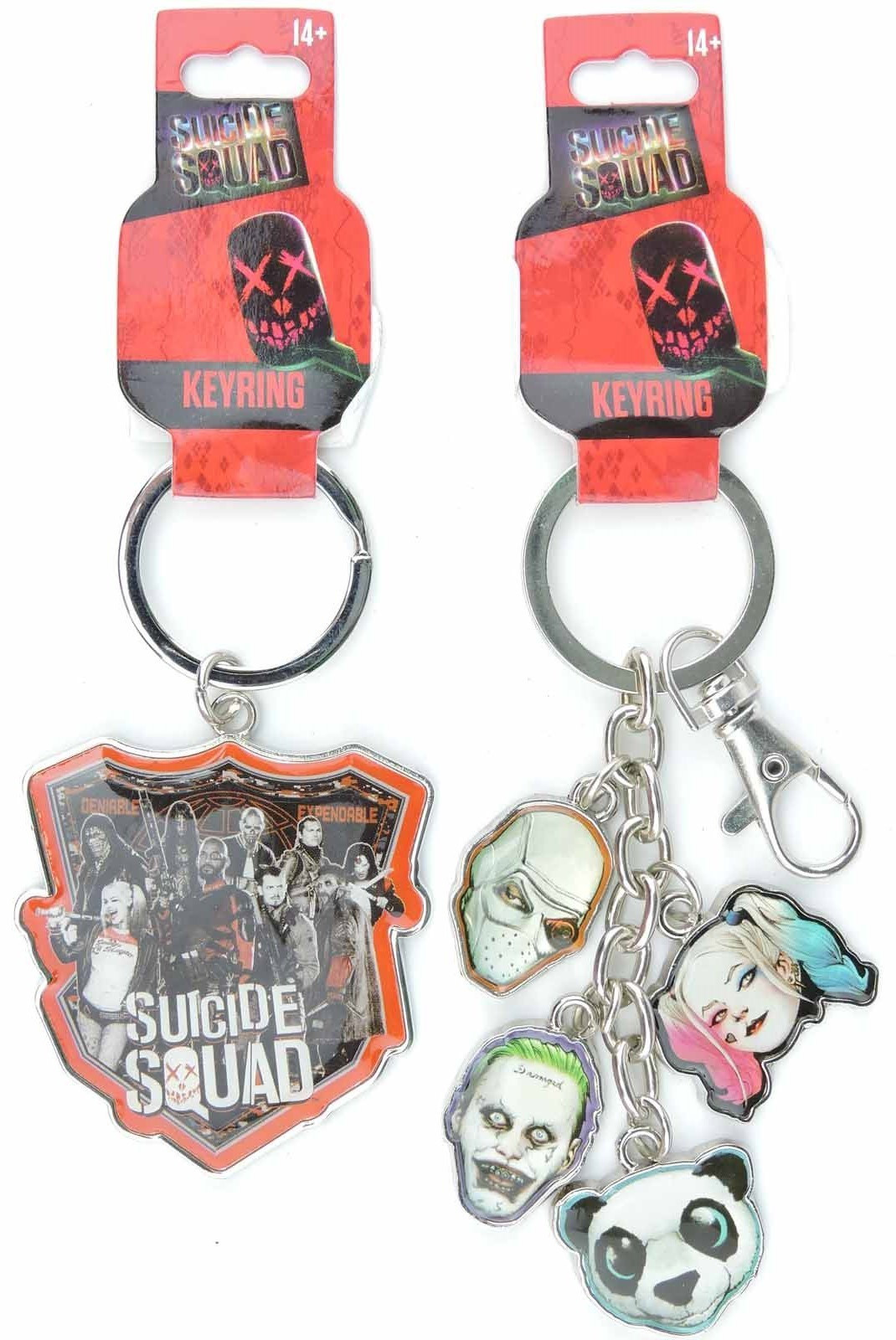 Suicide Squad Keychain Lot of 2 Metal Key ring Face charms Harley Quinn joker