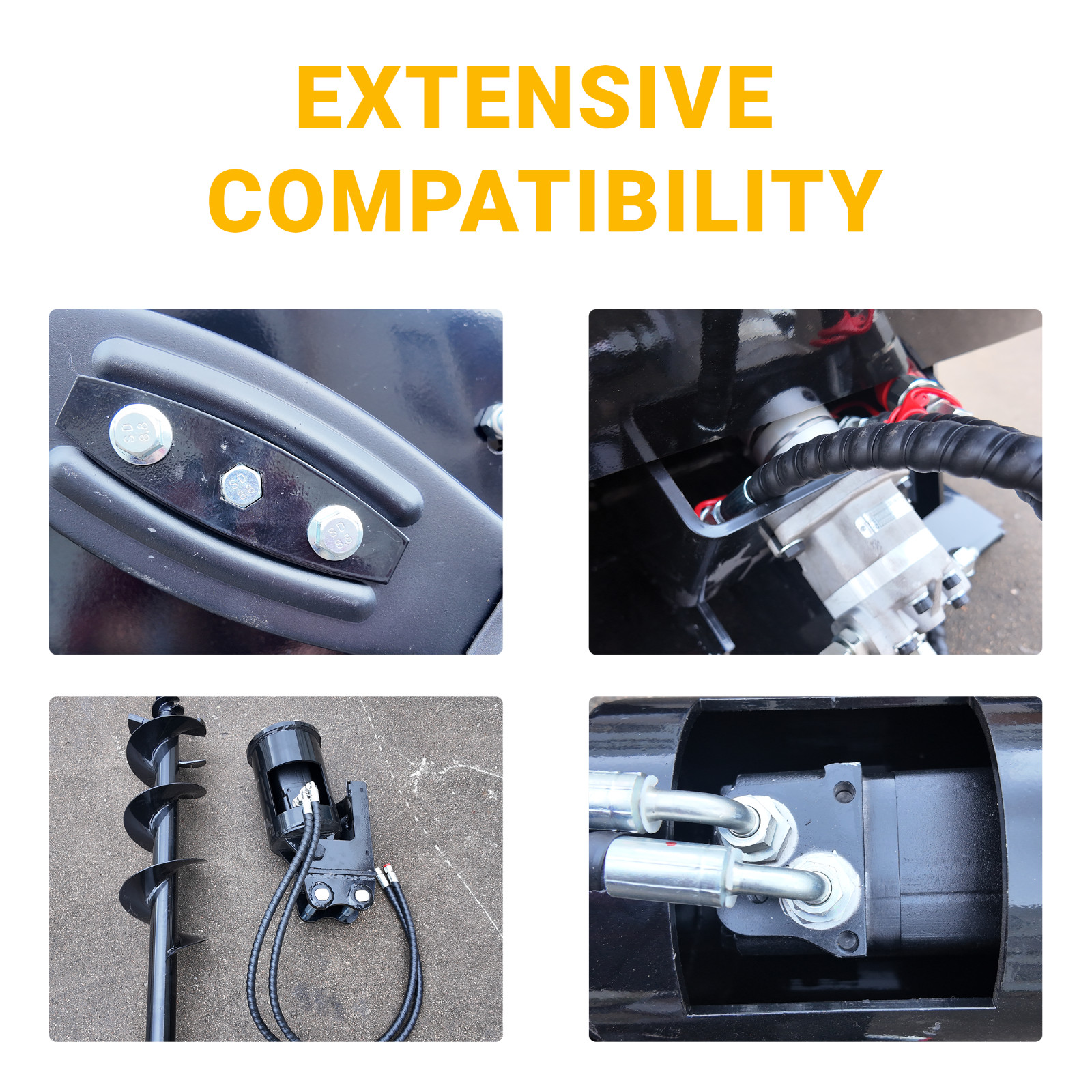 200mm Auger Drill with Hoses for 1-1.8 Ton Mini Excavator